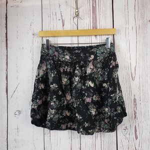 Cooperative Mini Skirt Girls Size Medium Floral Pull On Stretch Waist Black